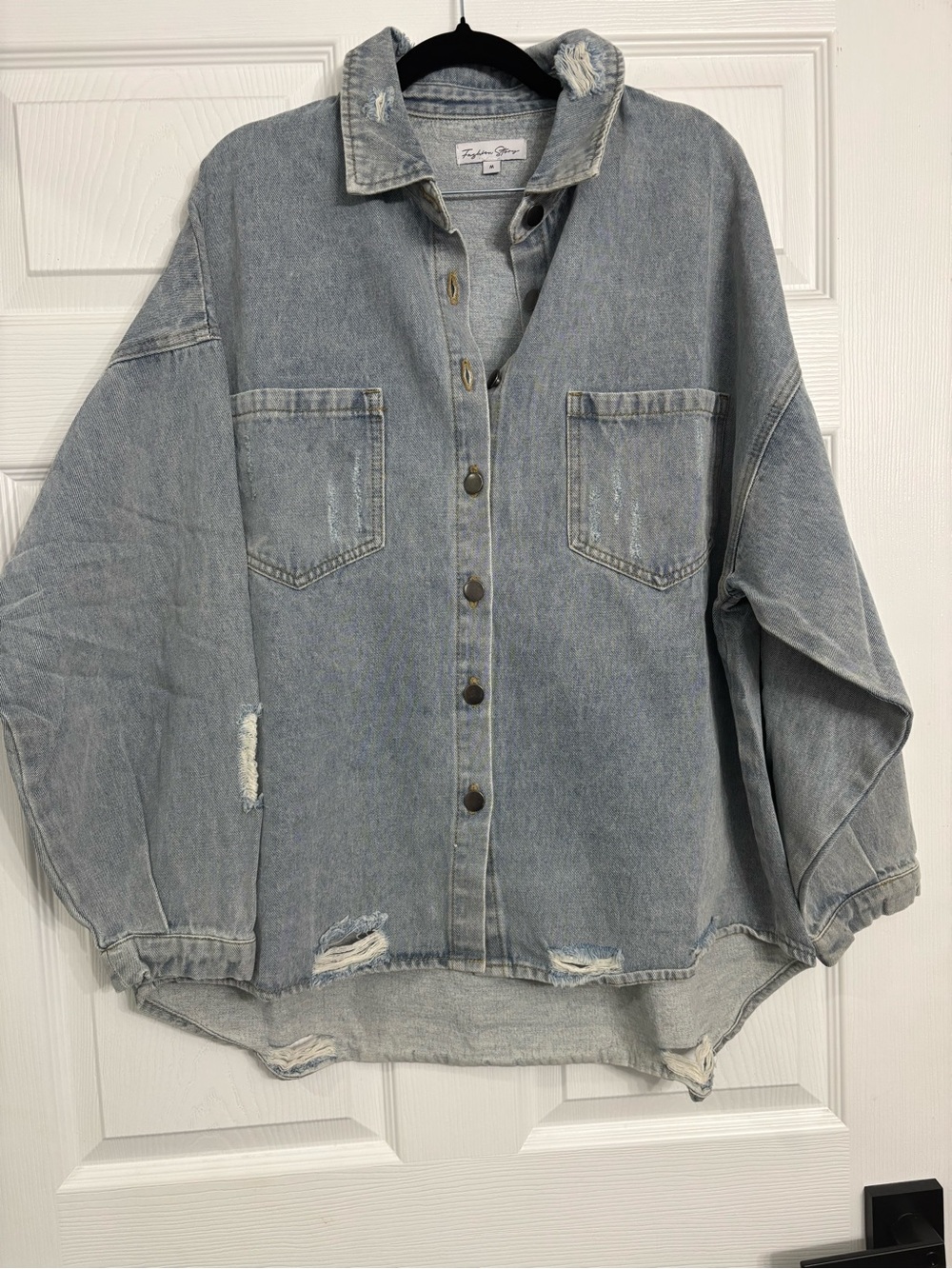 Fashion Nova Light Wash Denim Shirt Jacket